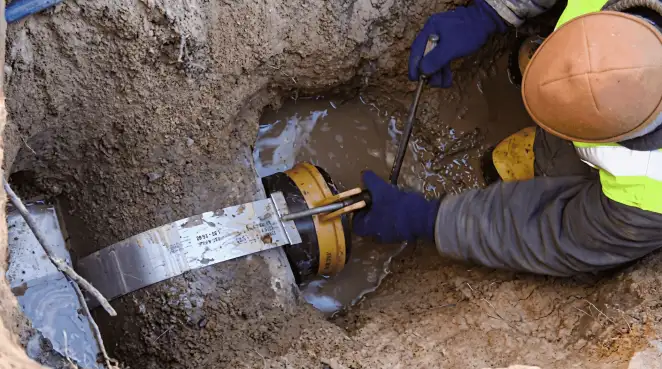 Technician performing underground drainage repair for foundation protection and gutter systems in Allentown, PA